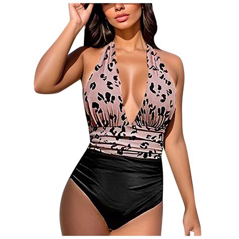 CAIVO Women Swimwear High Waisted Bikini Sexy Push Up Swimsuits Vintage Swimsuit Retro Ruched