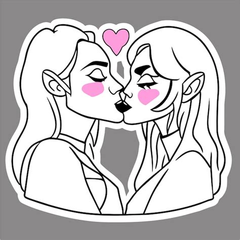 Premium Vector Lesbian Couple In Love Hand Drawn Flat Stylish Cartoon Sticker Icon Concept