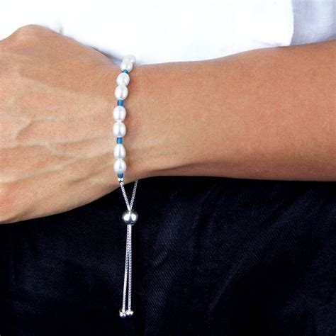 Sterling Silver Pearl And Birthstone Sliding Bracelet Gaamaa