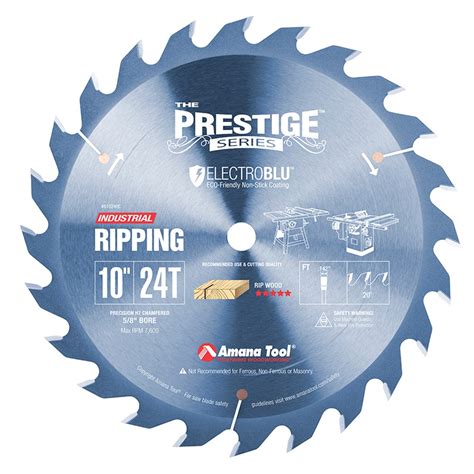 Amana 10 Prestige Electro Blu Flat Tooth Grind Ripping Blade Carbatec