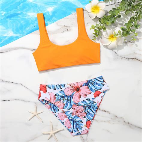 Girl S Two Piece Bikini Swimsuits Hawaiian Floral Bathing Suit China Girls Two Piece