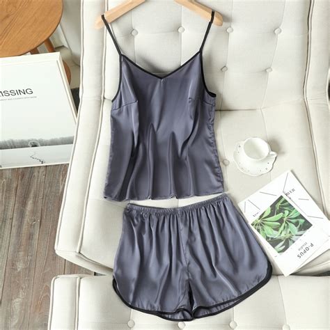 Jual Sleepwear Silk Baju Tidur Sexy Lingerie Baju Tidur Setelan Wanita Homewear Wanita Sexy