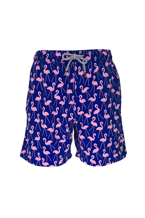 Tom And Teddy Flamingo Rose And Blue Swim Trunks Mitchell Stores