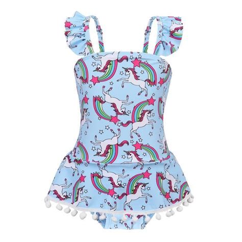 AmzBarley Licorne Maillot de Bain Fille Une Pièce Maillot de Bain Licorne Bikini Enfant Plage