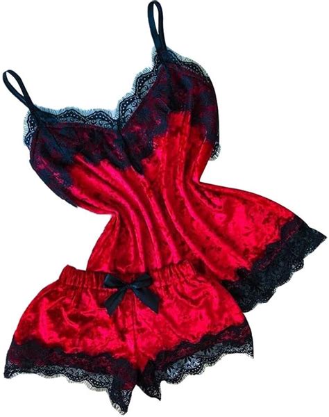 New Women Sexy Lingerie Camisole Bow Shorts V Neck Tops Velvet Pajamas Sleepwear Sexy Lingerie
