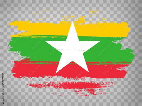 Flag Of Myanmar Brush Stroke Background Flag Myanmar On Transparent