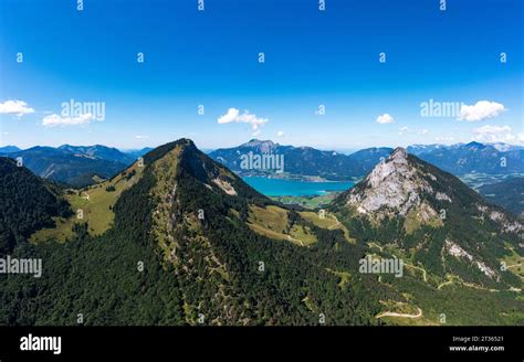 Austria Salzburger Land Drone View Of Mountains Surrounding Lake