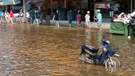 monsoon flooding  bangkok october  editorial photo image
