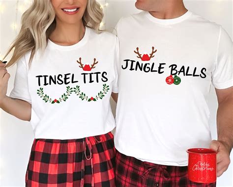 Jingle Balls Tinsel Tits Couple Christmas Pajamas Xmas Shirt Etsy