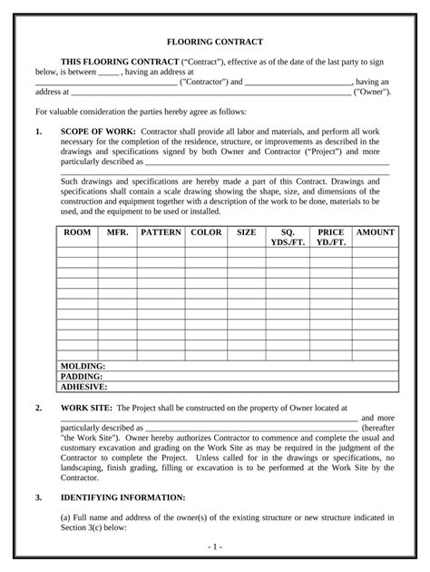 Flooring Contract Template Doc Template Pdffiller