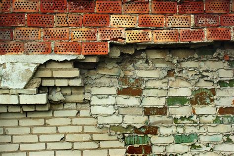 Wall Of Old Demolished Brick Building Abandoned And Ruined Stock Image