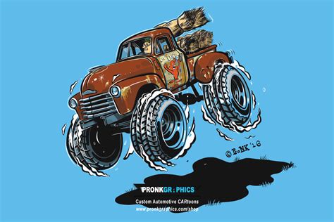 Chevy 3100 Hotrod Cartoon Pronk Graphics Take Creative Action