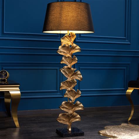 Lampe sur pied contemporaine "Feuilles de Ginkgo" aluminium doré
