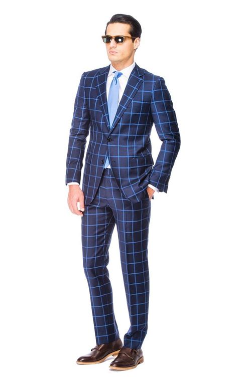 Classic Blue Windowpane Suit By Knot Standard Classy Suits Gents