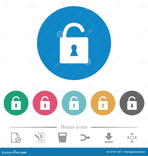 Candado Desbloqueado Con Iconos Redondos Planos De Teclado Ilustraci N
