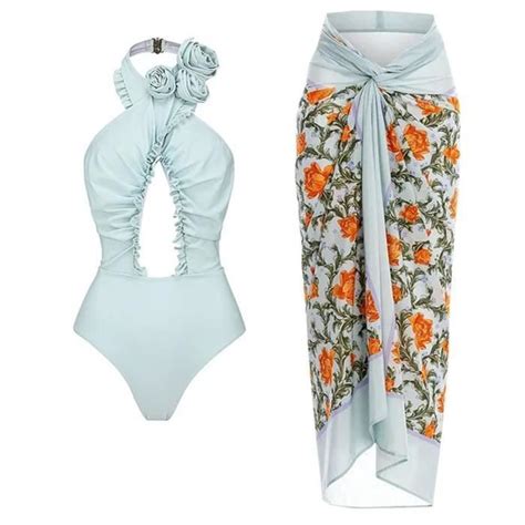 Maillot de bain une pièce Bikini Maxi robe deux pièces en mousseline à lacets Bleu A12 Bleu