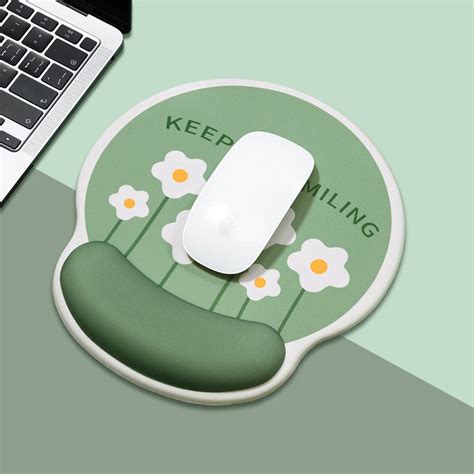 Green Floral Wrist Rest Mouse Pad sold by Engaging Gwenette | SKU 45488961 | 25% OFF Printerval