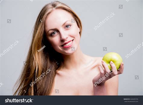 Beautiful Naked Woman Apple Stock Photo Edit Now