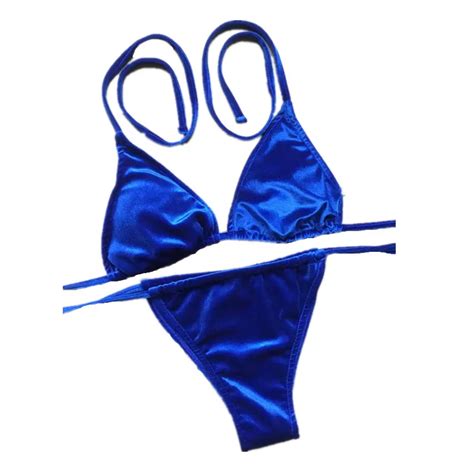 Misshow Sexy Fluwelen Bikini Badmode Vrouwen Badpak Badpak Halter