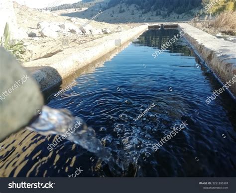 emerging underground natural spring water stock photo