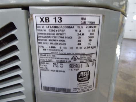 Trane 5 Ton Air Conditioner M2368c Lanco Corporation Used