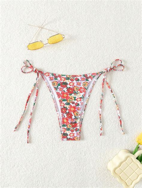 Shein Swim Mutande Bikini Con Fiocco Laterale Con Stampa Floreale E Modello Casuale Shein Italia