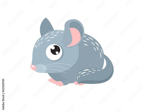 Cartoon Chinchilla Sweet Rodent Cartoon Characterlittle Fluffy Mouse