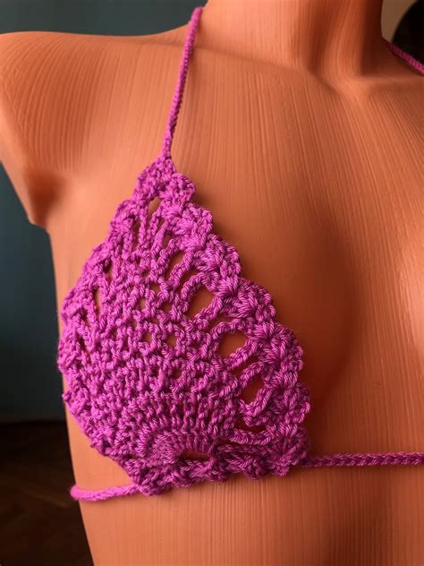 Sexy Crochet Bikini Set Pieces Knitted Swimsuit With Thong Bottoms Etsy