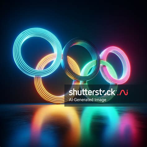 Olympic Rings Dark 3d Neon Ai Generated Image 2406748185 Shutterstock