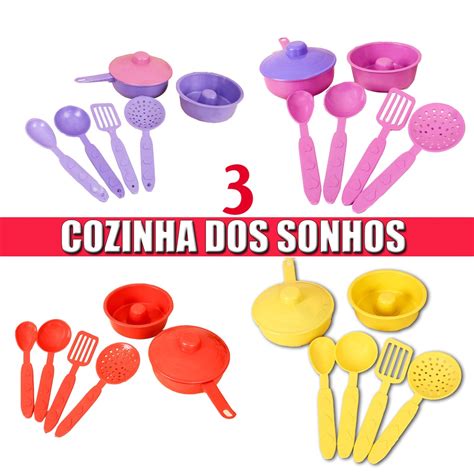 COMBO 3 UNIDADES Kit 7 peças SONHO DE COZINHA Brinquedo Panelinha E