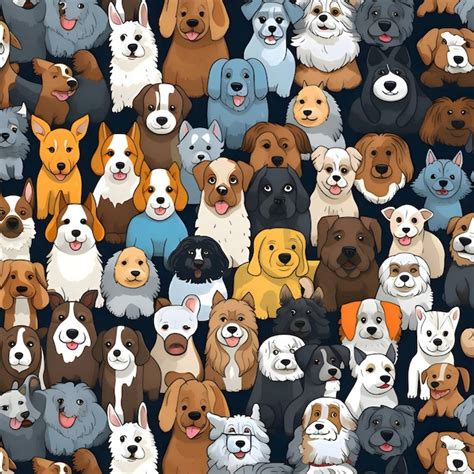 Premium Vector | Seamless pattern with different breeds of dogs vector ...