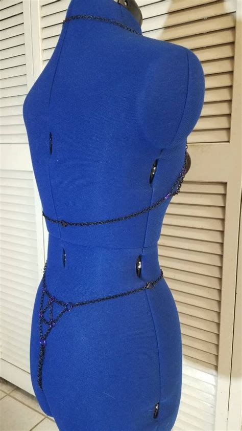 Custom Chain And Colored Chainmail Thong Bikini Set With Color Etsy