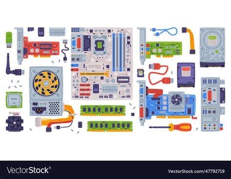 Personal computer accessories and components Vector Image