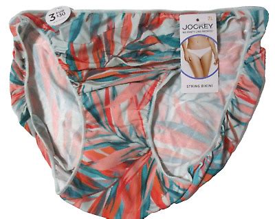 JOCKEY 7 L STRING BIKINI 1330 TACTEL NO PANTY LINE PROMISE CORAL LEAVES PANTIES EBay