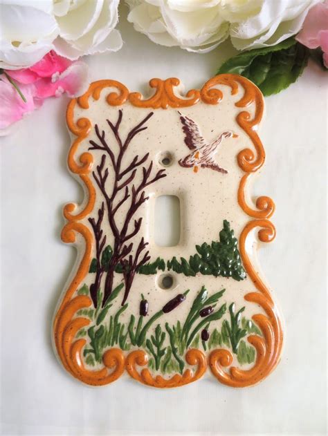 SOLD Ceramic light switch plate Vintage cottage decor
