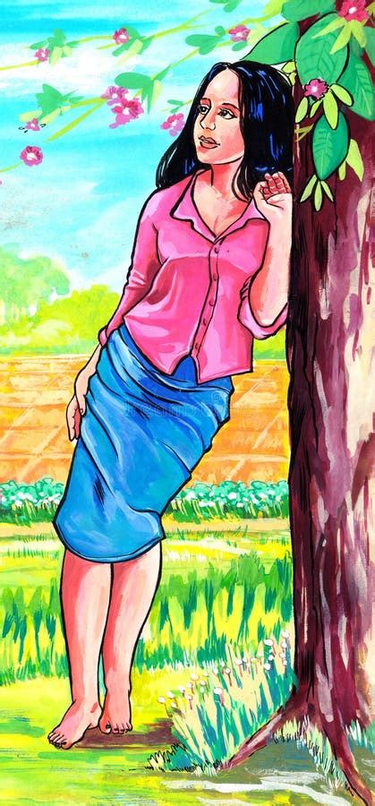 beautiful girl illustration  hand drawing stock image image