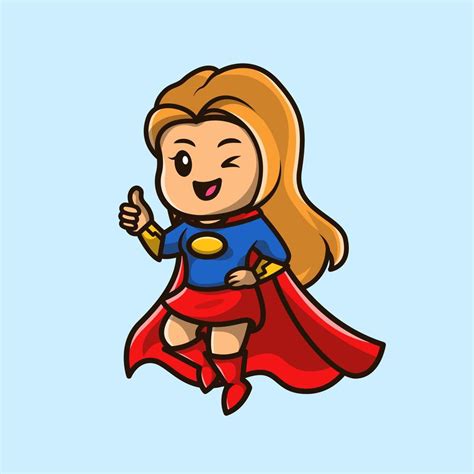 linda super heroe nina dibujos animados vector icono ilustracion