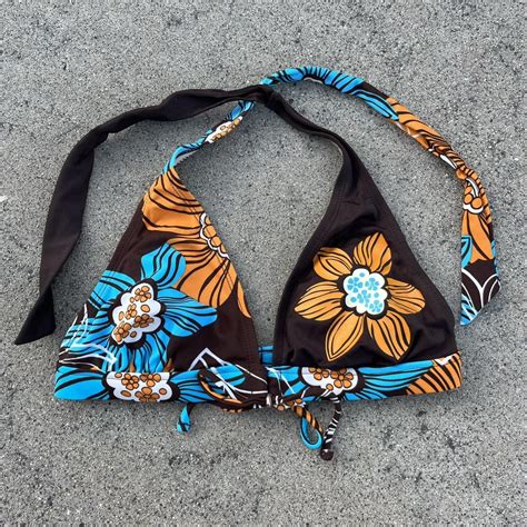 Vintage Y2K Floral Halter Bikini Top This Tropical Depop