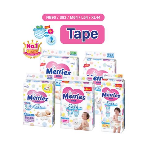 Merries Super Premium Tape Baby Diapers Made In Japan 4type S82 M64