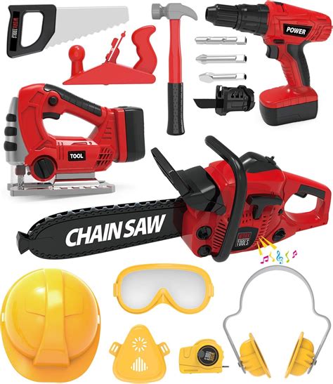 Amazon.com: Kids Tool Set with Electric Toy Drill Chainsaw Jigsaw Toy ...