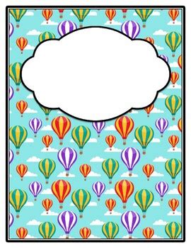 Fall Spring Hot Air Balloons Binder Cover And Spines Back To School