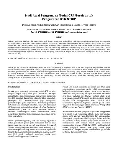 Studi Awal Penggunaan Modul GPS Murah Untuk Pengukuran RTK NTRIP
