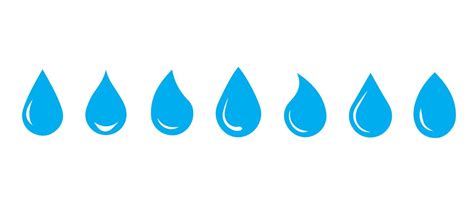 Water Drop Shape Blue Water Drops Set Water Or Oil Drop Flat Style