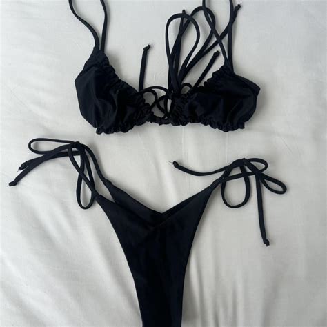 Vincija Swim Black Bikini Size Handmadeswimwear Depop