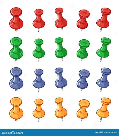 Set Of Push Pins Stock Vector Illustration Of Colorful