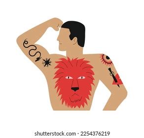 Tattooed Naked Handsome Sportsman Back View Stock Vector Royalty Free 2254376219 Shutterstock