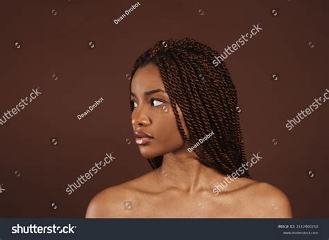 Half Naked Black Woman Posing Looking Aside Stock Photo 2112460250 Shutterstock