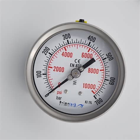 Manometro 100mm 0 700 Bar 10150 Psi Inox Total Posterior PRIMETECH