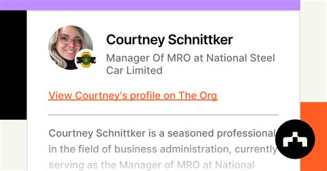 Courtney Schnittker Manager Of Mro At National Steel Car Limited