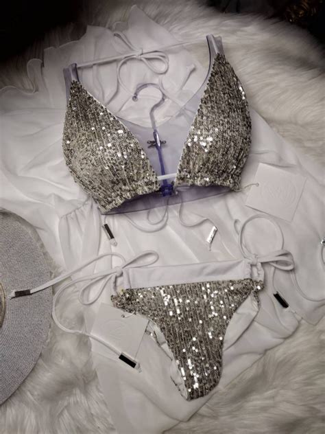 Silver Sequin Bikini Etsy